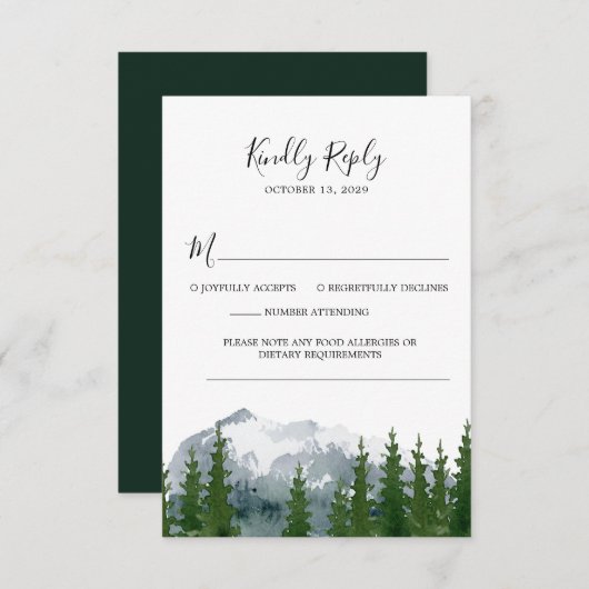 Mountain Forest Waterverf Bruiloft RSVP QR Code (Voorkant / Achterkant)