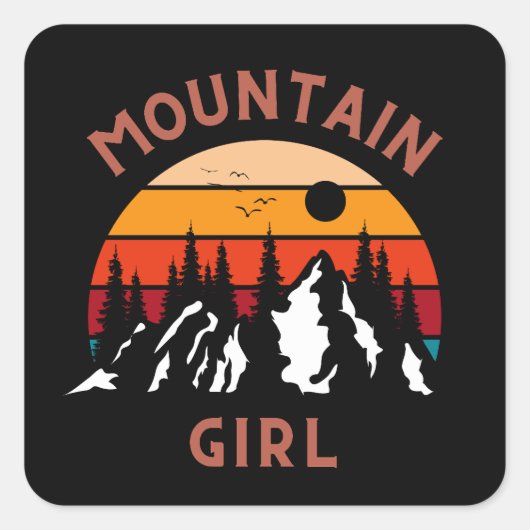Mountain Girl Vierkante Sticker (Voorkant)
