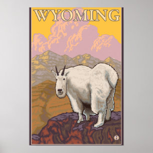 Mountain Goat WyomingVintage Travel Poster