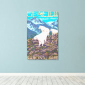 Mountain Goats Scene - Glacier National Park Canvas Afdruk (Insitu (Houten vloer))