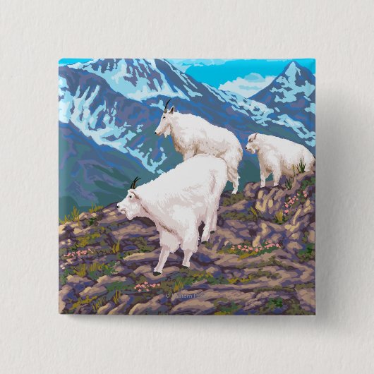 Mountain Goats Scene - Montana Vierkante Button 5,1 Cm (Voorkant)