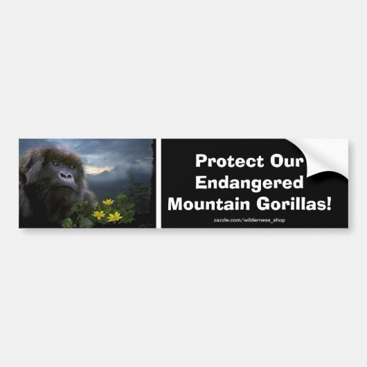 Mountain Gorillas Wildlife Support Bumpersticker (Voorkant)