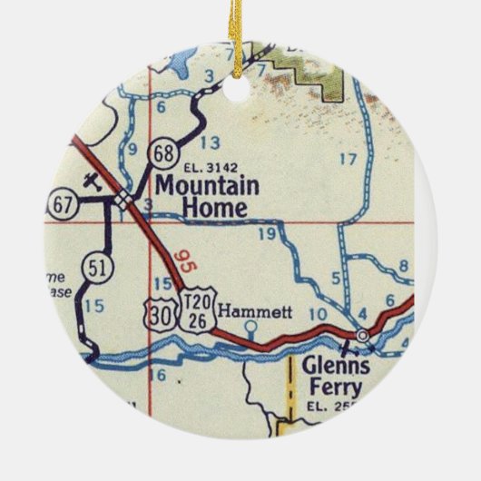 Mountain Home Idaho  Map Keramisch Ornament (Achterkant)