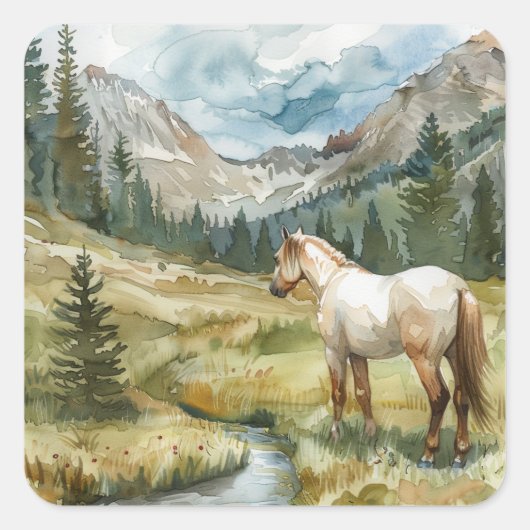 Mountain Horse Vierkante Sticker (Voorkant)