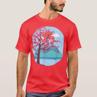 Mountain Japanse roze ventilator  Sakura Cherry T-shirt