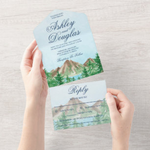 Mountain Lake All in One Wedding Invite Uitnodiging