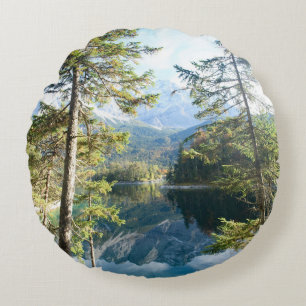 Mountain Lake Bliss #2 #cabine #decor #wall #art Rond Kussen