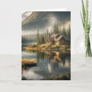 Mountain Lake Cabin voor Vaderdag Kaart
