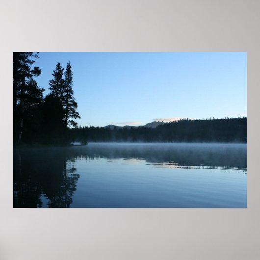Mountain Lake, Dawn, Mist Poster (Voorkant)