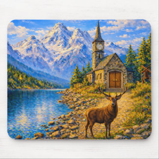 Mountain Lake Deer Chapel Mouse Pad Muismat