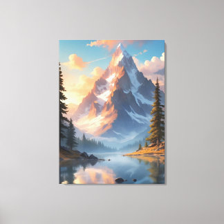 Mountain Lake en Forest Natuur Landscape Art Canvas Afdruk