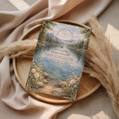 Mountain Lake Forest Wildflower Wedding Kaart