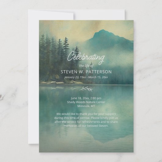 Mountain Lake, Programme funéraire de célébration  (Devant)