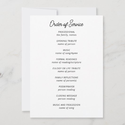 Mountain Lake, Programme funéraire de célébration  (Dos)