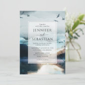 Mountain Lake Rustic Waterverf bruiloft Kaart (Staand voorkant)