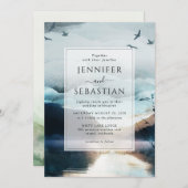 Mountain Lake Rustic Waterverf bruiloft Kaart (Voorkant / Achterkant)