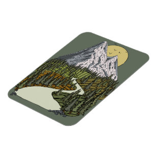 Mountain Lake Serenity: Sunset Adventure wacht op  Magneet