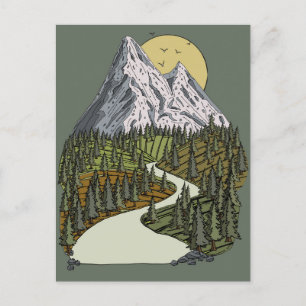 Mountain Lake Serenity: Zonsondergang Avontuur Wac Briefkaart