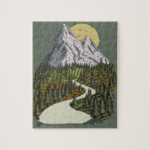 Mountain Lake Serenity: Zonsondergang Avontuur Wac Legpuzzel