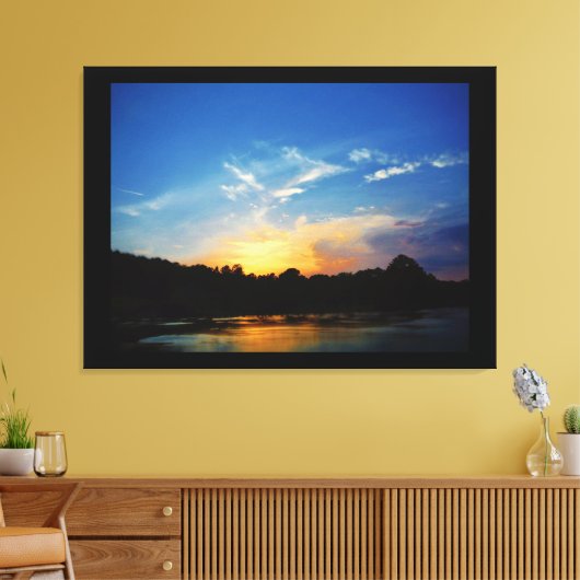 Mountain Lake Sunset Canvas Afdruk (Insitu (Woonkamer))