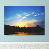 Mountain Lake Sunset Canvas Afdruk (Insitu (Houten vloer))