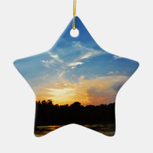 Mountain Lake Sunset Keramisch Ornament