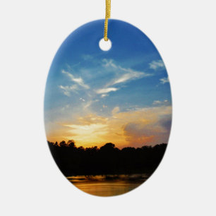 Mountain Lake Sunset Keramisch Ornament