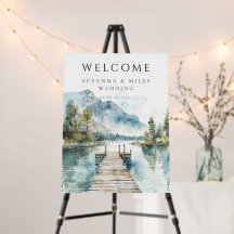 Mountain Lake Watercolor Forest Wedding Welcome