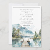 Mountain Lake Waterverf Forest Trees Wedding Kaart (Voorkant)