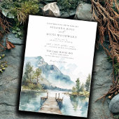 Mountain Lake Waterverf Forest Trees Wedding Kaart