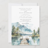 Mountain Lake Waterverf Forest Trees Wedding Kaart (Voorkant)