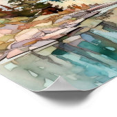 Mountain Lake Waterverf Schilderij Art Print (Hoek)