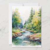 Mountain Lake Waterverf Tree Bruiloft Kaart (Achterkant)