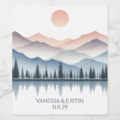 Mountain Lake Wedding Wijn Etiket (Enkel label)