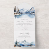 Mountain Lake Winter Sneeuw Landschap Wedding All In One Uitnodiging (Binnen)