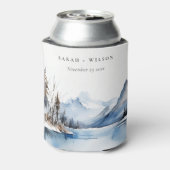 Mountain Lake Winter Sneeuw Landschap Wedding Blikjeskoeler (Blikje Achterkant)