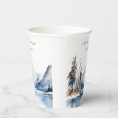 Mountain Lake Winter Sneeuw Landschap Wedding Papieren Bekers (Rechts)