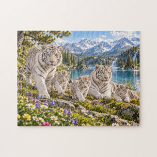 Mountain Lake Witte Tijger Familie Design Legpuzzel