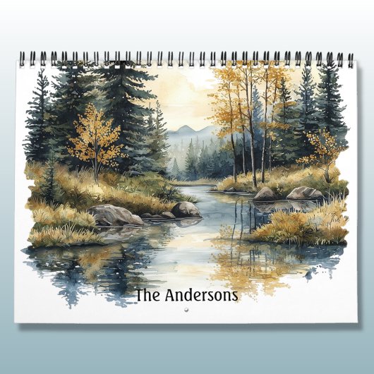 Mountain Lakes and Streams Watercolors Kalender