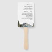 Mountain lakeside bos bruiloft programma fan handwaaier (Achterkant)