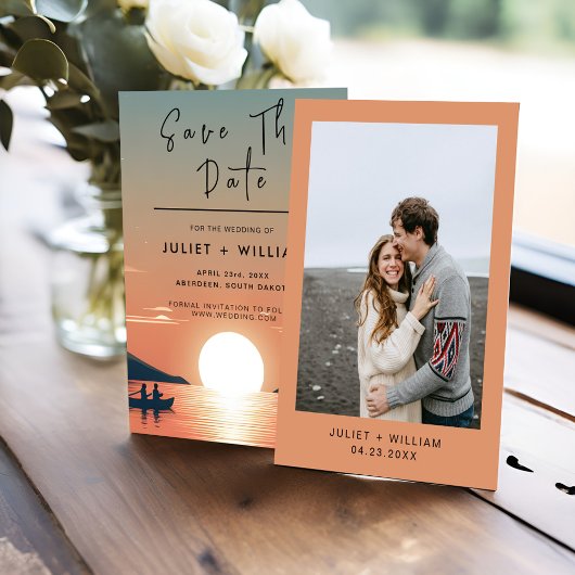 Mountain Lakeside Forest Outdoor Lake Bruiloft Save The Date