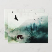 Mountain Landscape Bears Birds Forest Briefkaart (Voorkant / Achterkant)