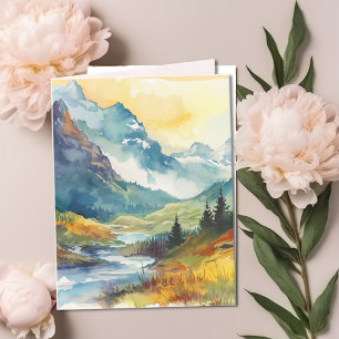 Mountain Landscape Bible Verse Coral Note Kaart