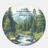 Mountain Landscape Bible Verse Sage  Ronde Sticker (Voorkant)