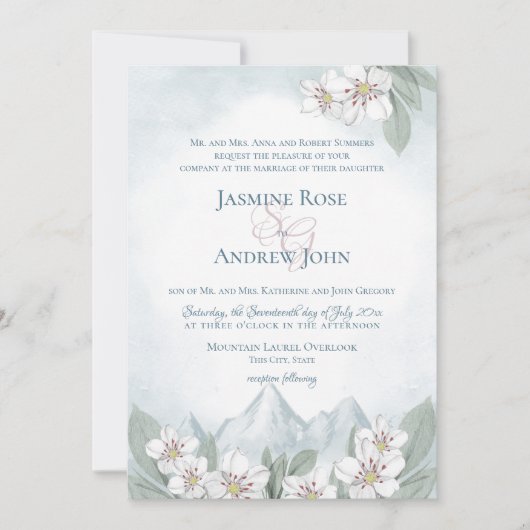 Mountain Laurel Wedding Waterverf Kaart (Voorkant)