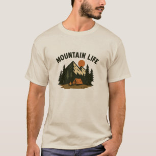 Mountain Leven Eenvoudig Buiten Kamperen Design T-shirt