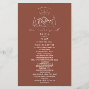 Mountain Line Art Terracotta Programme de mariage 