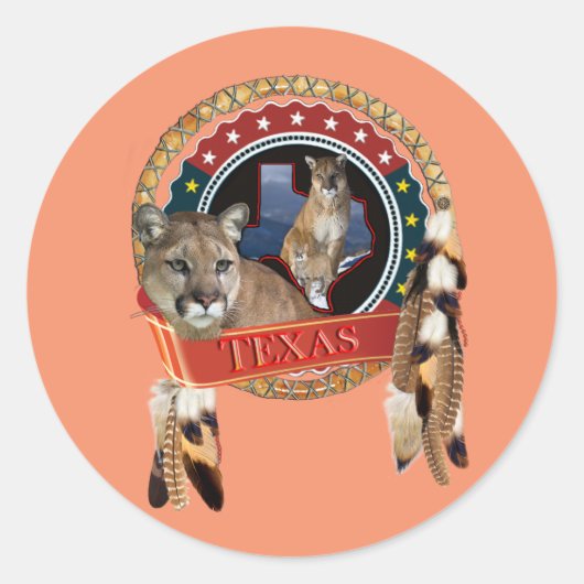 Mountain lion of Texas Ronde Sticker (Voorkant)