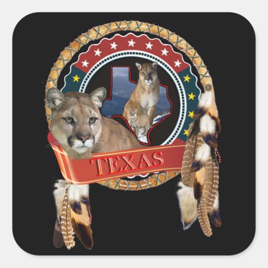 Mountain lion of Texas Vierkante Sticker (Voorkant)