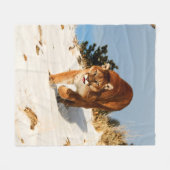 Mountain Lion op sneeuwheuvel Fleece Deken (Voorkant (Horizontaal))